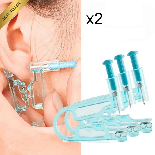 Lote de 2 pistolas perforadoras de oreja, kit de herramientas de perforación segura, aretes de joyería