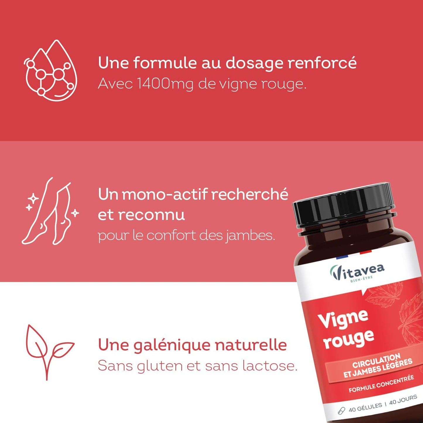 Vitavea Bien-être - Vigne Rouge 300mg - Circulation - 40 jours