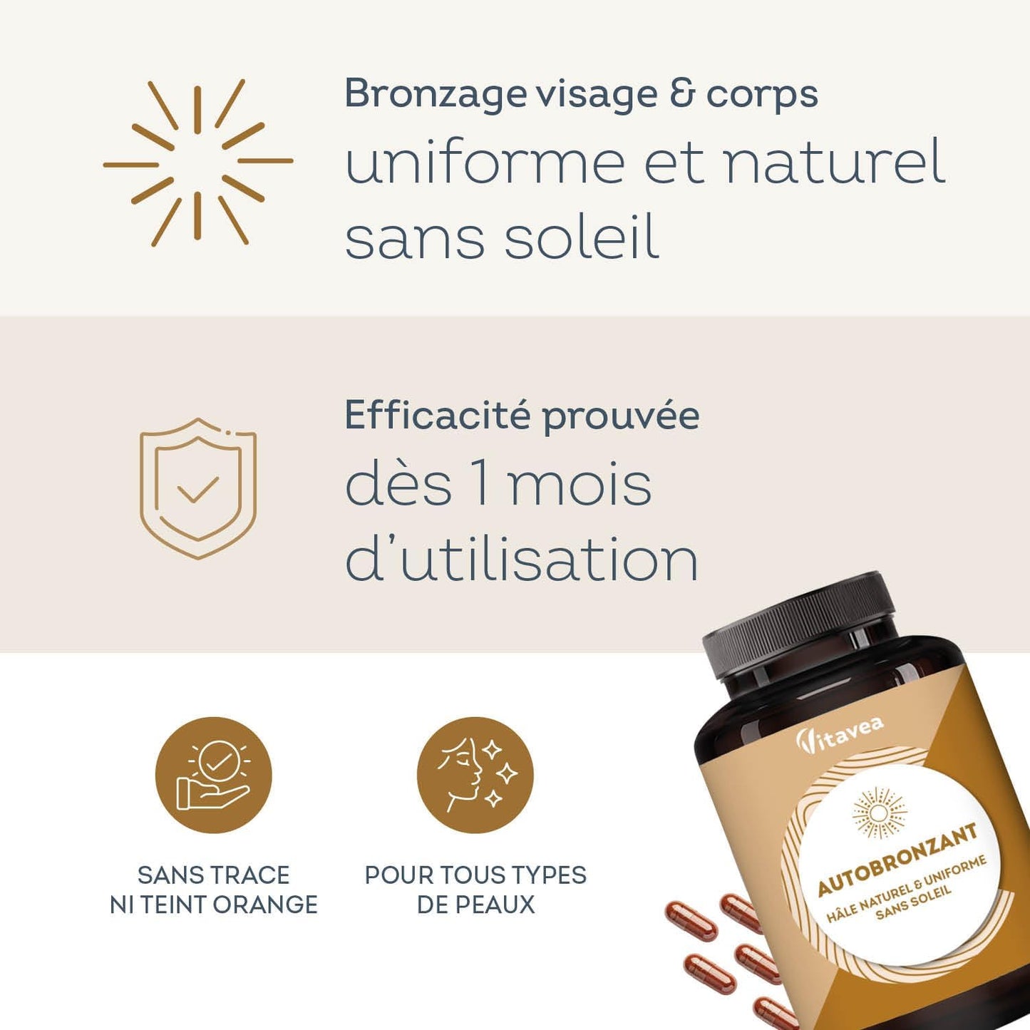 Vitavea Autobronceador 11 Activos - Eficacia 1 Mes - Bronceado Natural, Uniforme -2 Meses - Vitavea