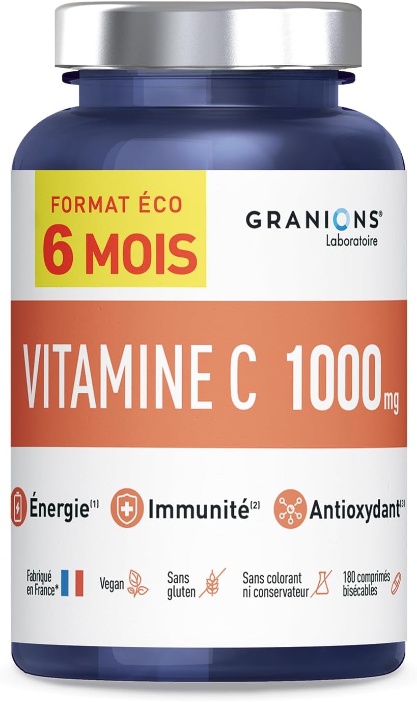 Vitamine C 1000 mg GRANIONS - Energie Immunité - 180 Comprimés Vegan Adulte