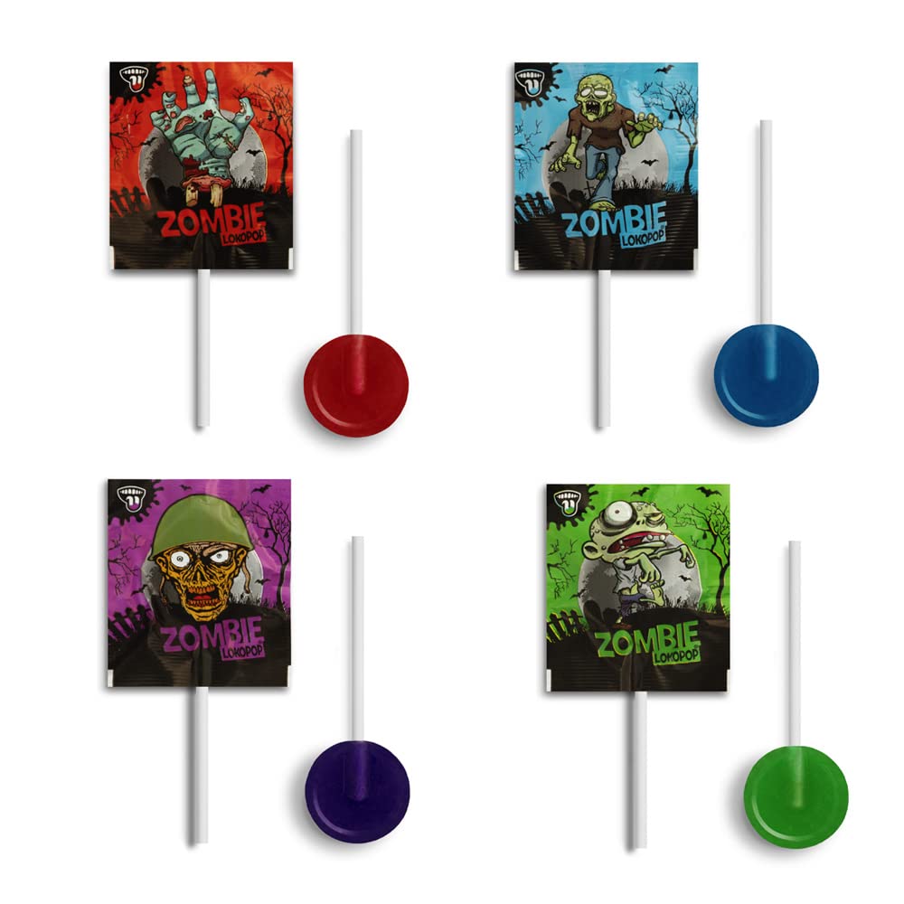 Caramelos Cerdán - Sucettes Zombie Tâche Langues | Différents Saveurs | Sans Gluten ni allergènes | Fêtes & Halloween | Pot 200 pièces
