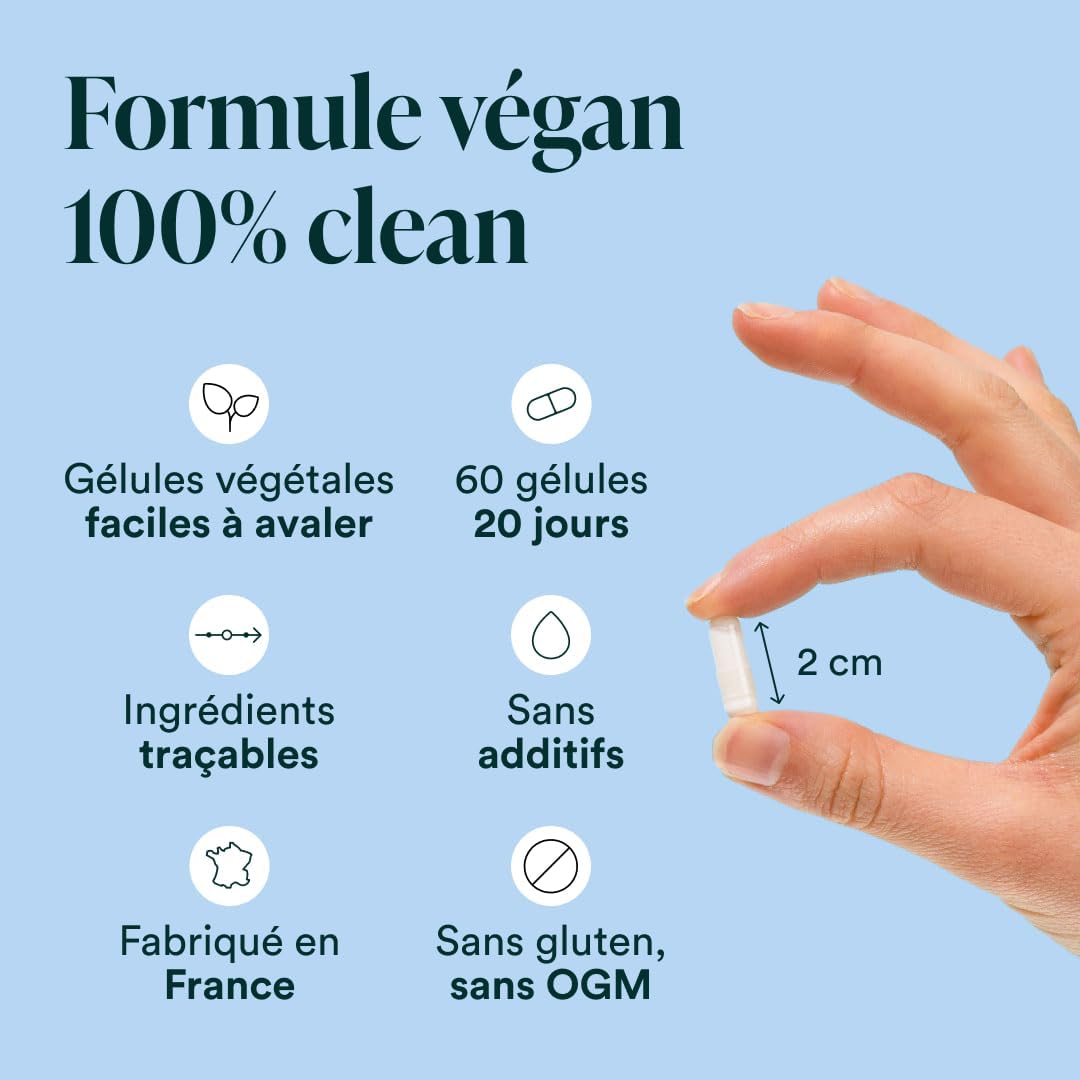 NOVOMA Magnésium Bisglycinate 300 mg + Taurine & Vitamine B6 - Fatigue et Système Nerveux - 60 gélules pour 20 jours - Magnésium Haute Absorption - Fabriqué en France