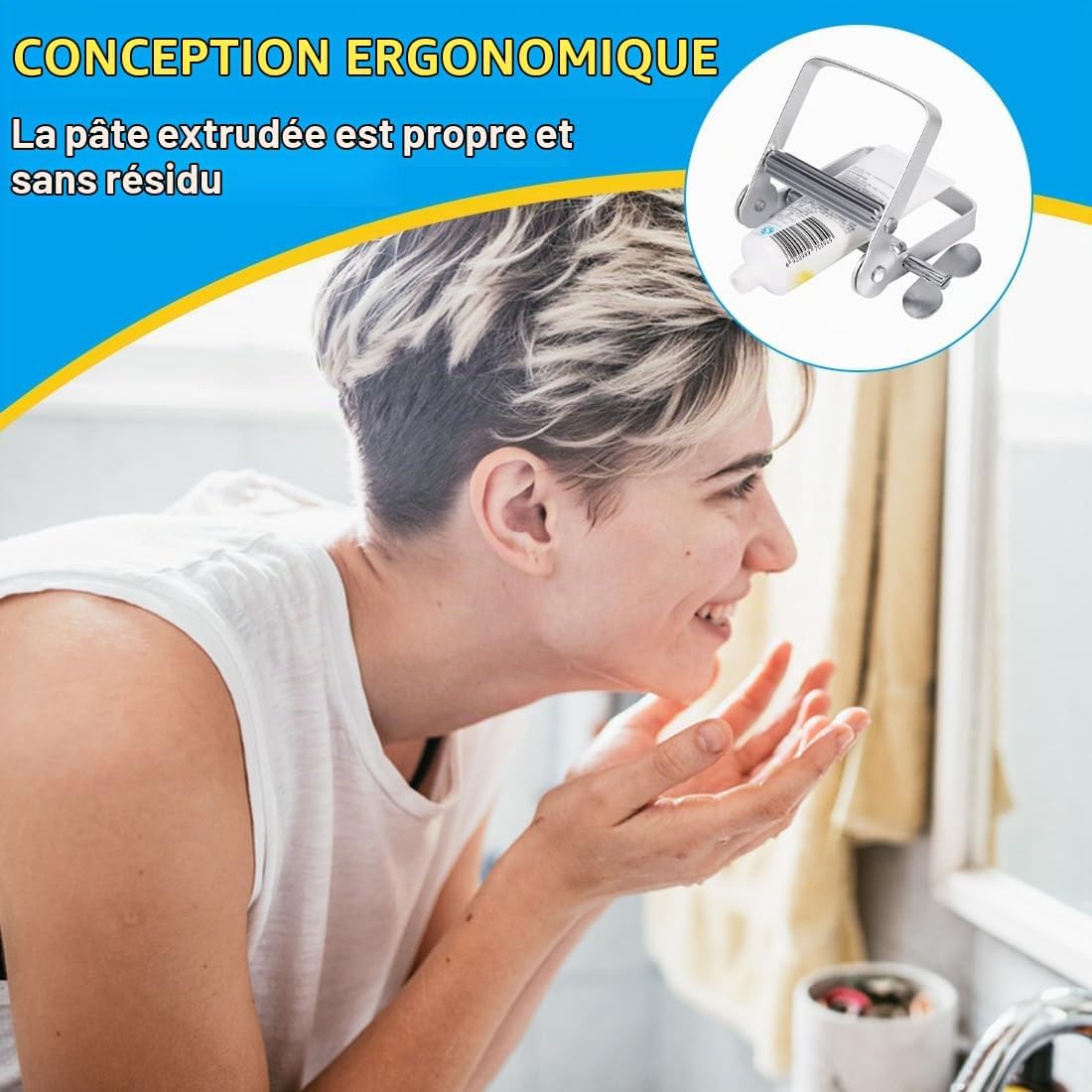 Presse Tube Dentifrice Tube Squeezer, Vide-tube de dentifrice, Tube Squeezer Roller, Distributeur de dentifrice, Lazy Dentifrice, Tube en métal Wringer pour dentifrice, Peintures, Cosmétiques