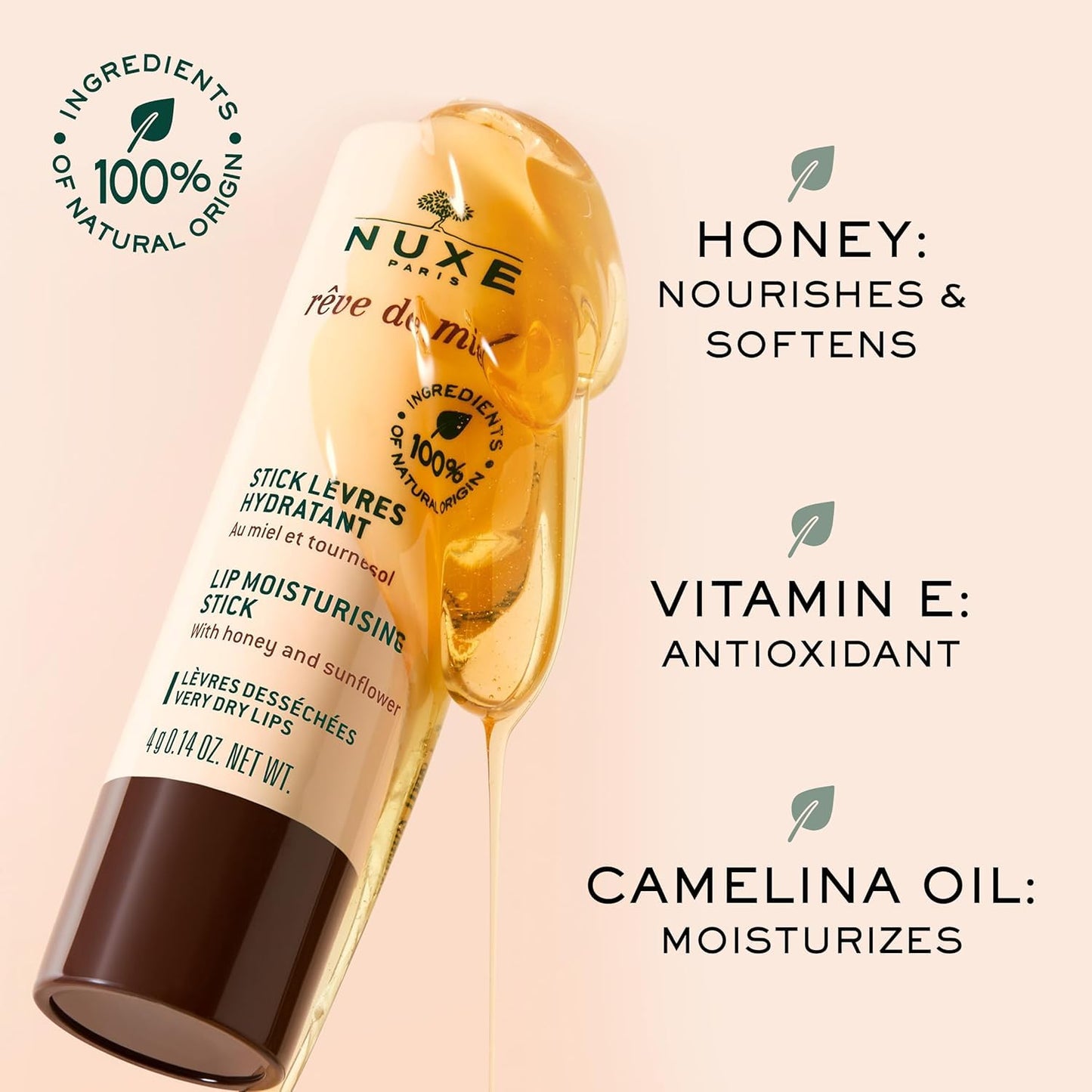 Nuxe Rêve de Miel Stick Lèvres Hydratant au Miel de Tournesol Lot de 2 x 4 g