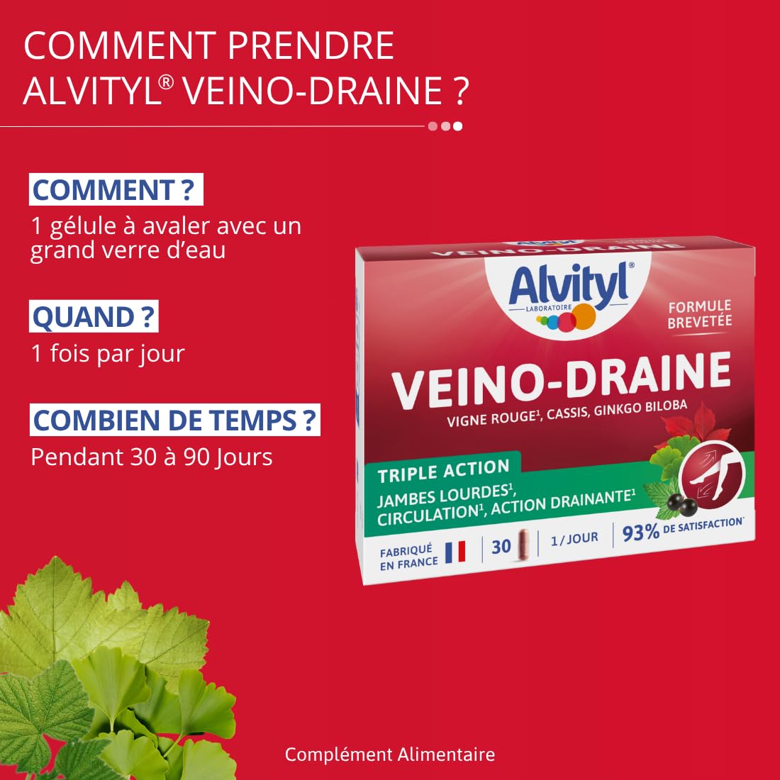 Alvityl Veino-Draine Action Drainante Confort Circulatoire - 30 gélules