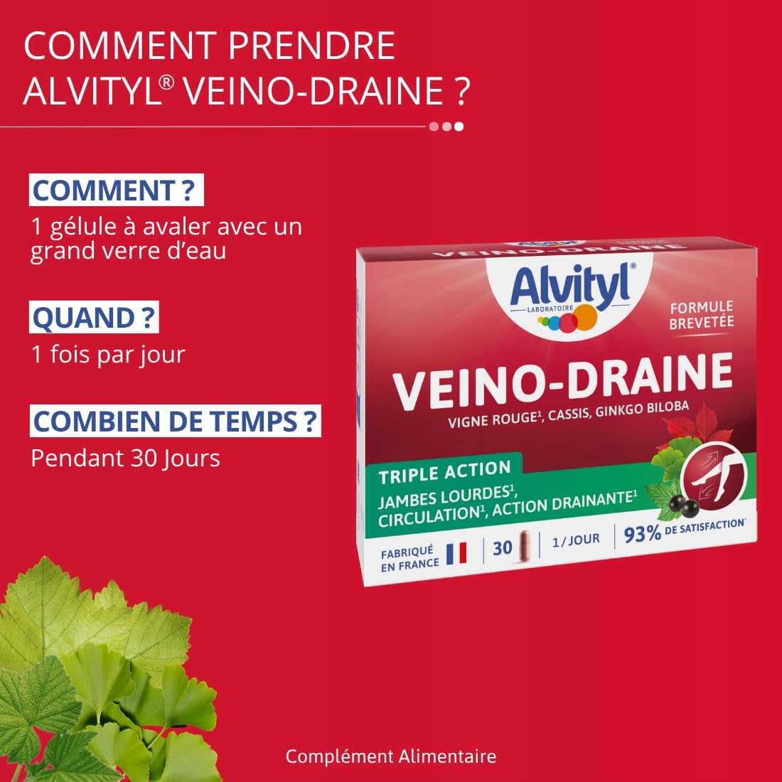 Alvityl Veino-Draine Action Drainante Confort Circulatoire - 30 gélules