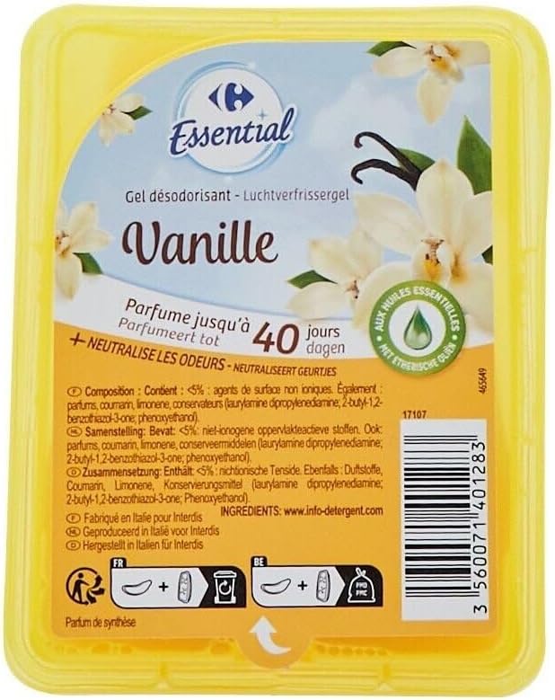 CARREFOUR ESSENTIAL Désodorisant Gel Vanille 150g - Lot de 4