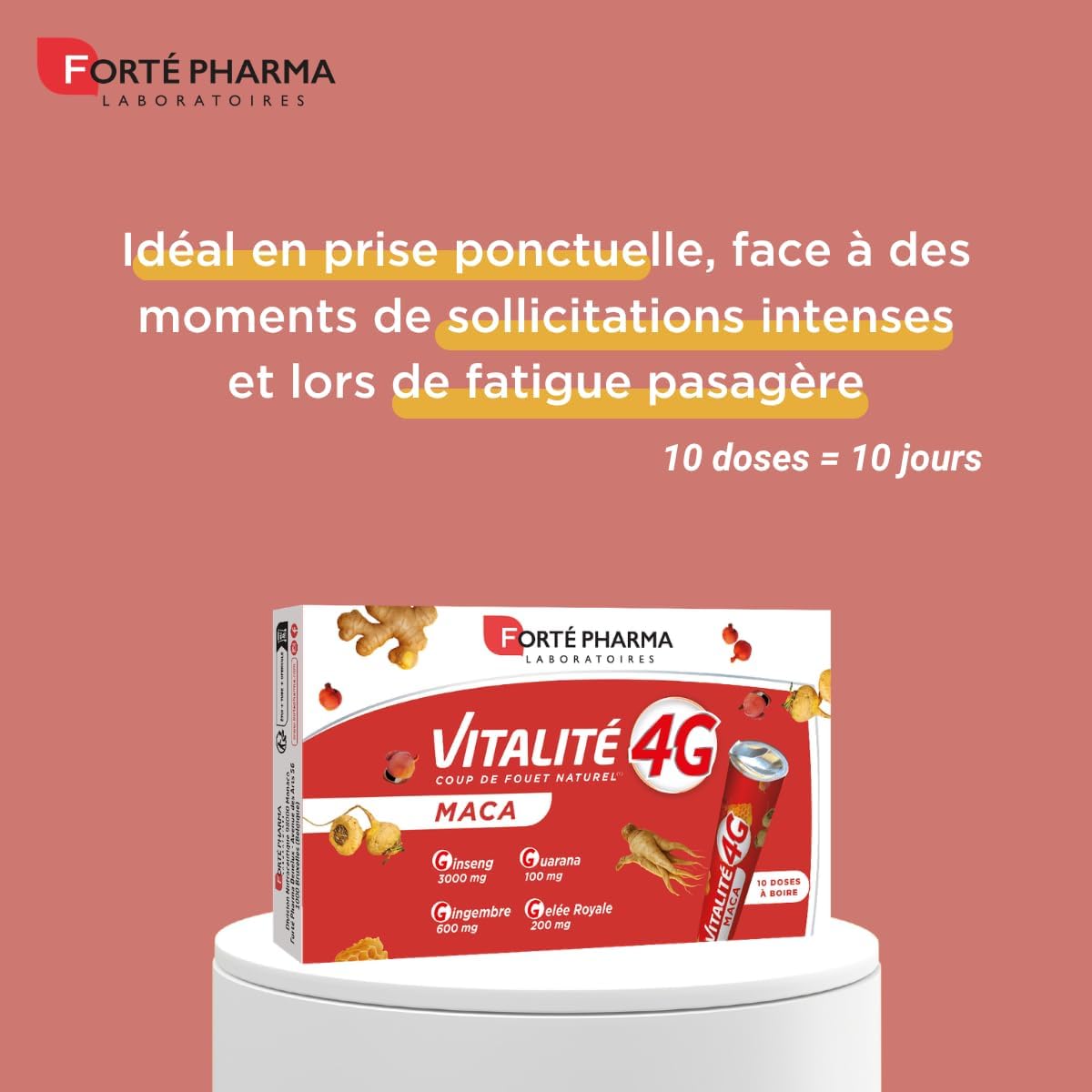 Forté Pharma Complément énergie Vitalité 4G MACA 10 unidoses à boire