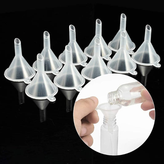 Mini embudo frasco transparente Lote de 10 / trasvasar / plástico