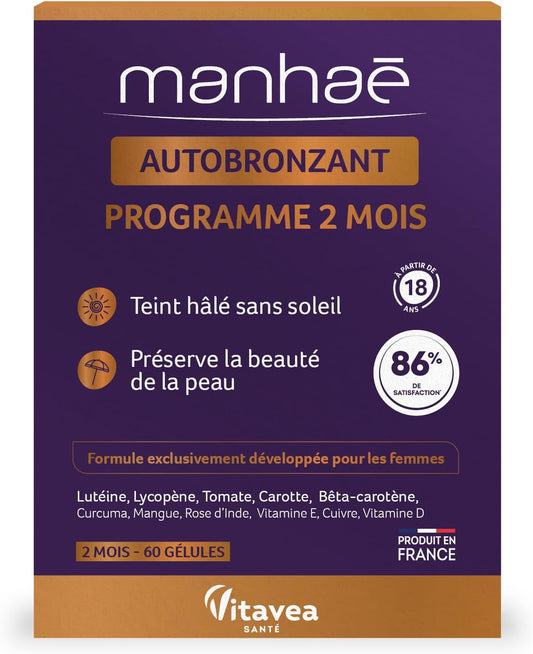 Vitavea Santé - Manhaé Autobronzant - Caroténoïdes Cuivre - Cure 2 mois