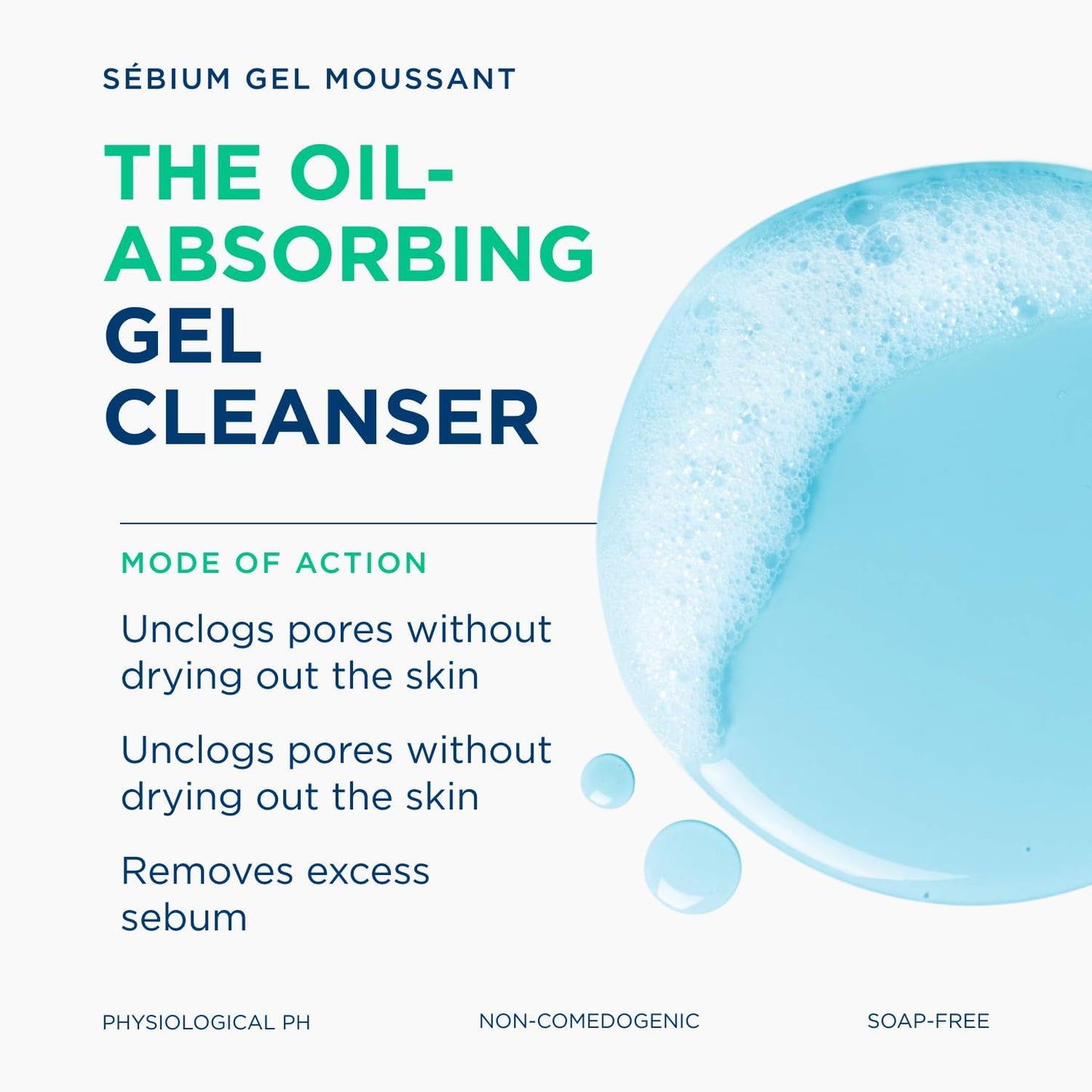 SÉBIUM Gel moussant 200ml | Nettoie et purifie en douceur – Limite la sécrétion du sébum | Peaux sensibles mixtes à grasses