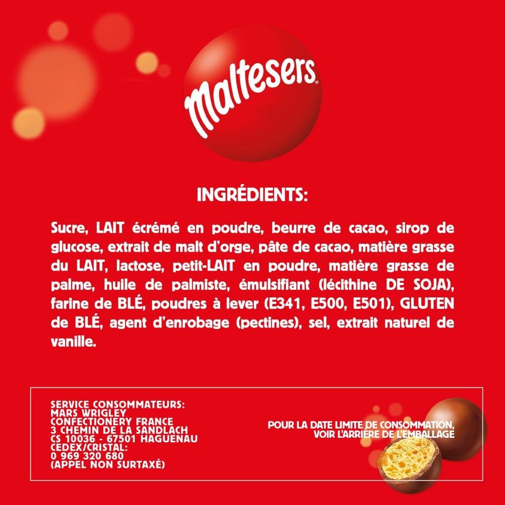 MALTESERS Bonbons Chocolat au Lait Cœur Croquant Format Partage 192,5g
