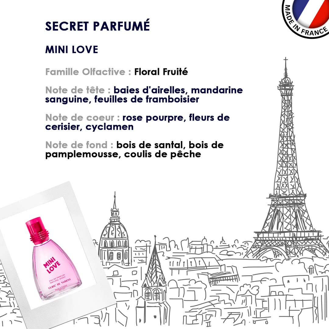 ULRIC DE VARENS - Eau de Parfum Mini Love - Floral Et Fruité - Parfum Femme - Vaporisateur - Made in France - 25 ml