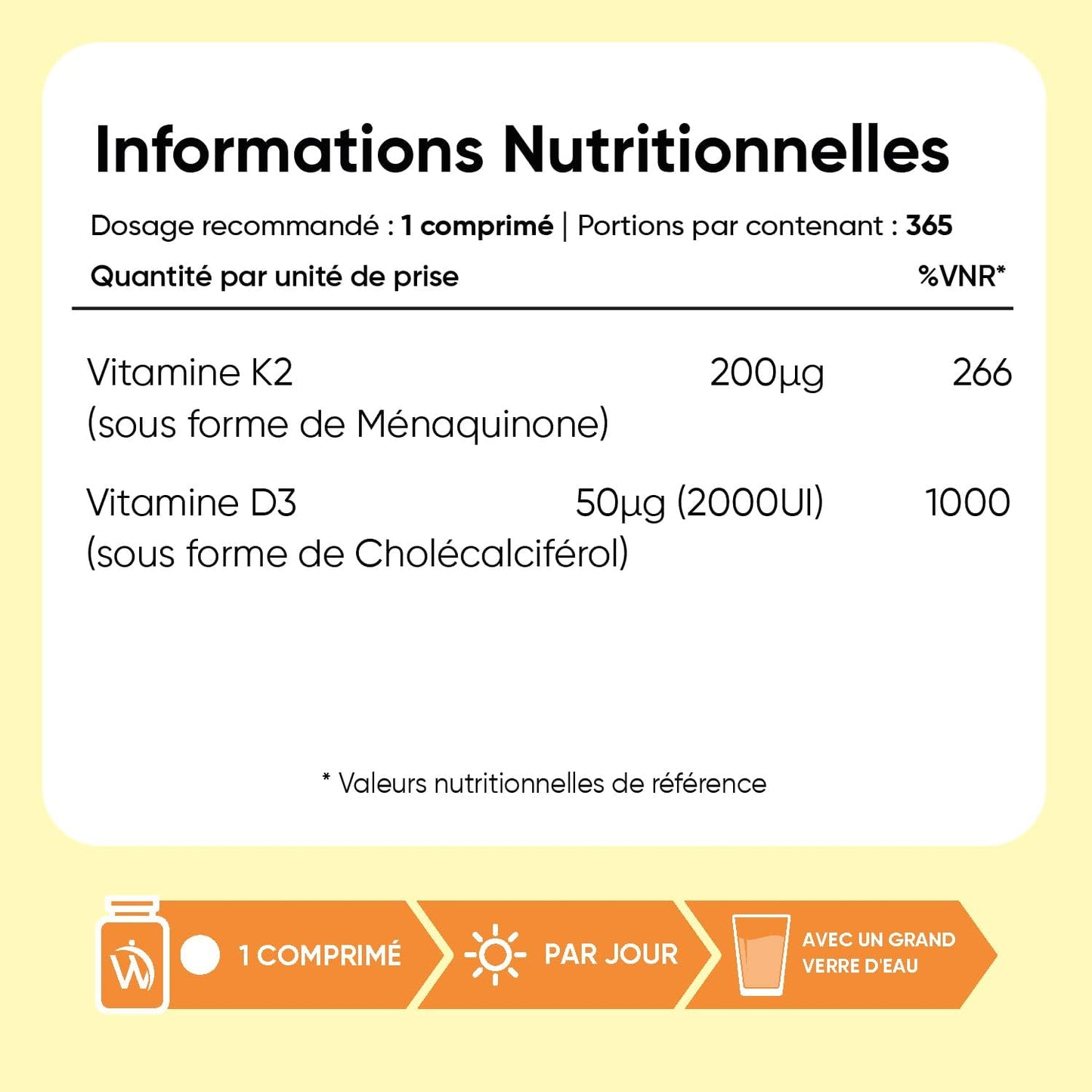 Vitamine D3 K2 MK7, 365 Micro-Comprimés Végétariens, Vit D3 2000UI & K2 MK7