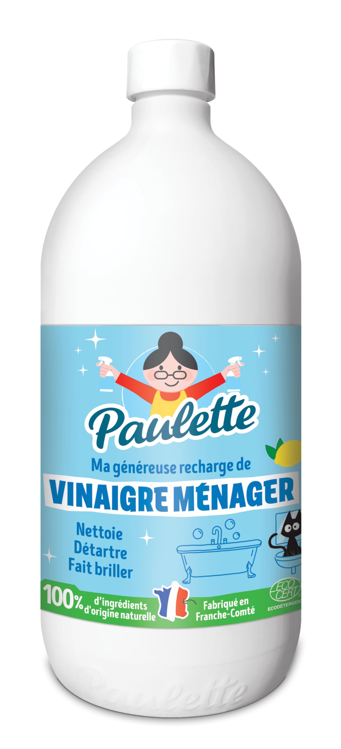 Paulette - Vinaigre Framboise 8° - Détartrant Multi-Surface - 500mL