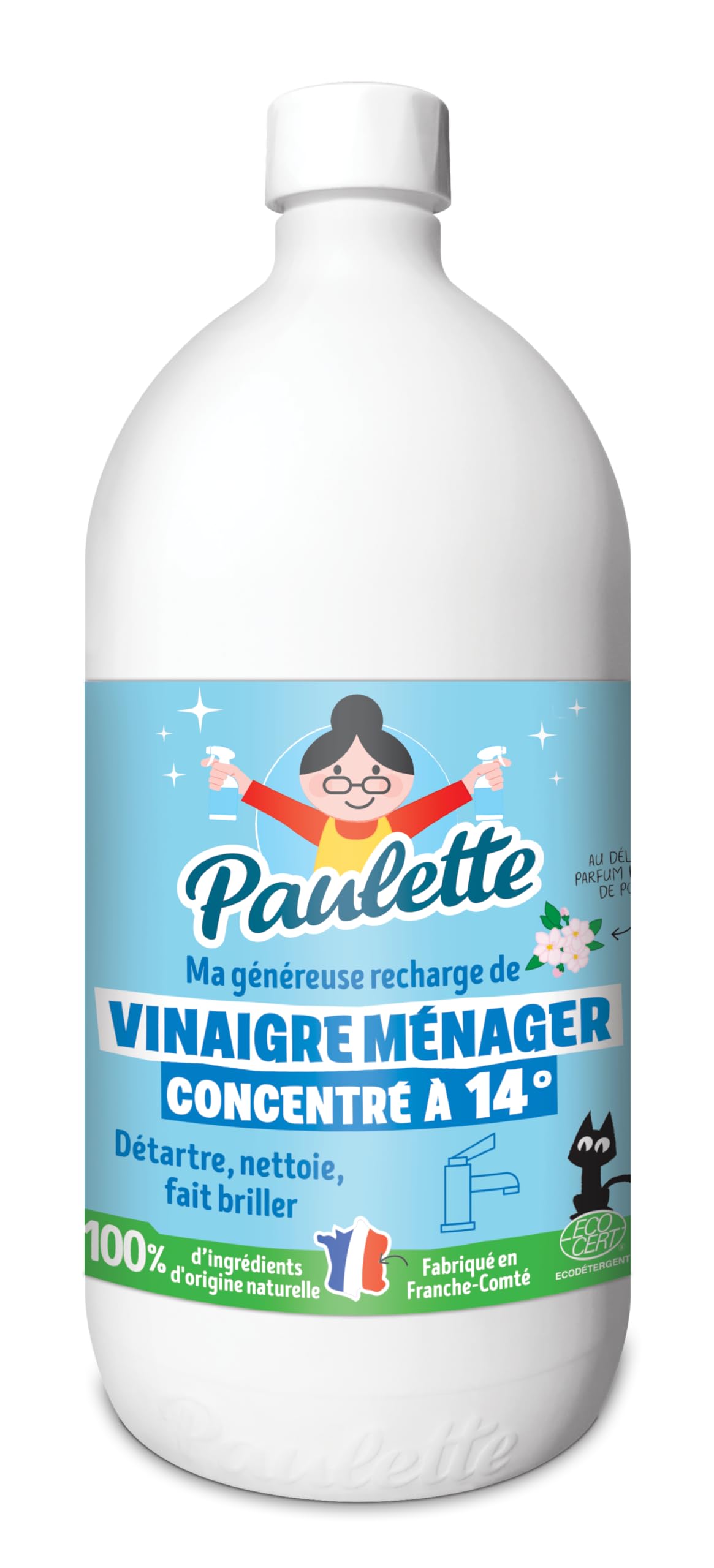 Paulette - Vinaigre Framboise 8° - Détartrant Multi-Surface - 500mL