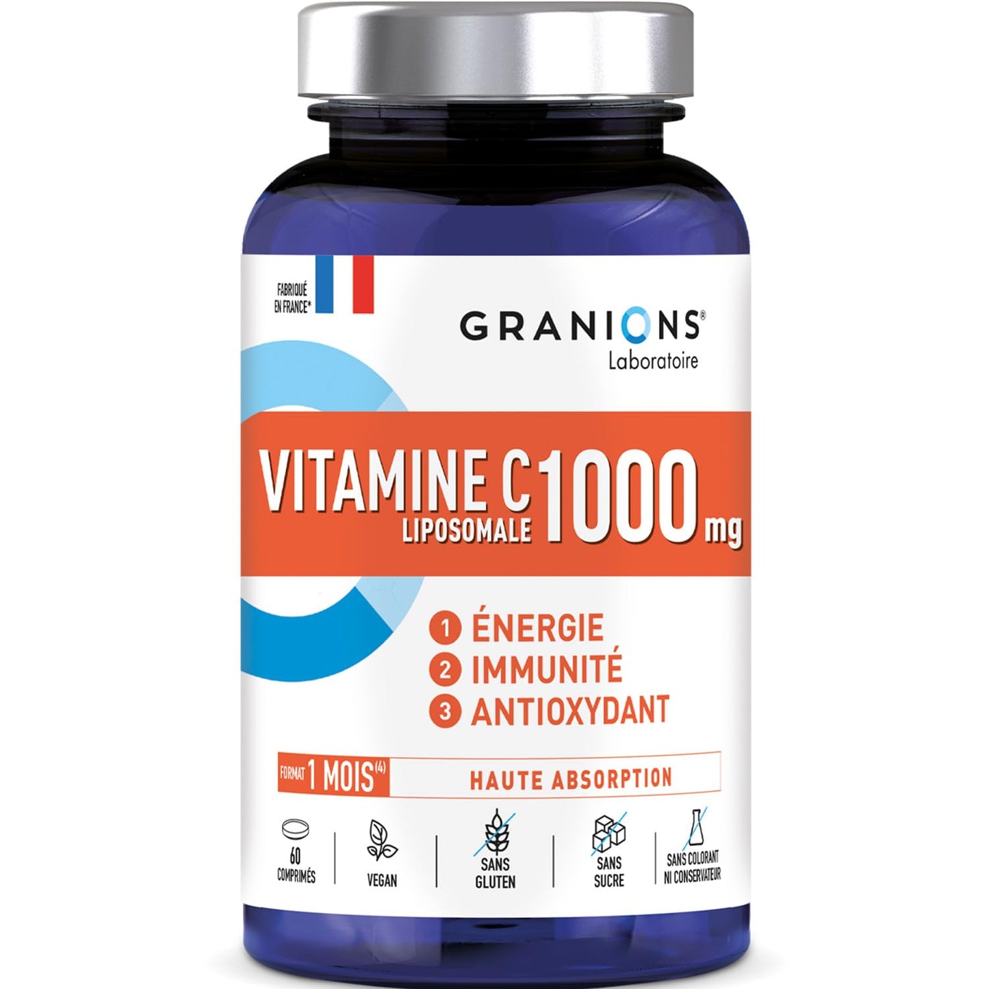 Vitamine C 1000 mg GRANIONS - Energie Immunité - 180 Comprimés Vegan Adulte
