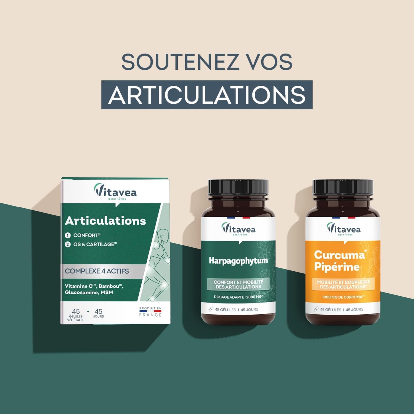 Vitavea Bien-être - Articulations - Glucosamine MSM Vitamine C - 45 jours