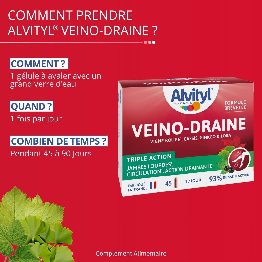 Alvityl Veino-Draine Action Drainante Confort Circulatoire - 30 gélules