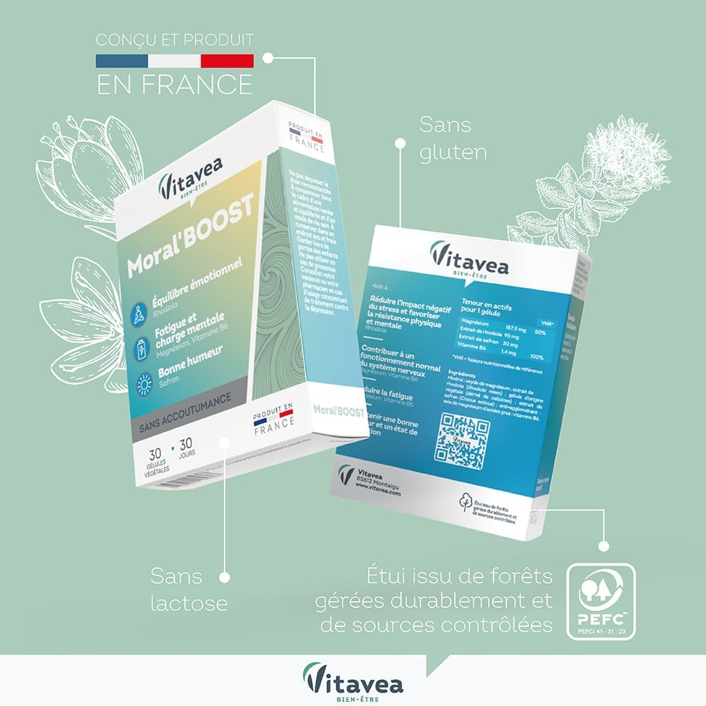 Vitavea Bien-être - Moral'Boost - Stress Fatigue Charge Mentale - 30 jours