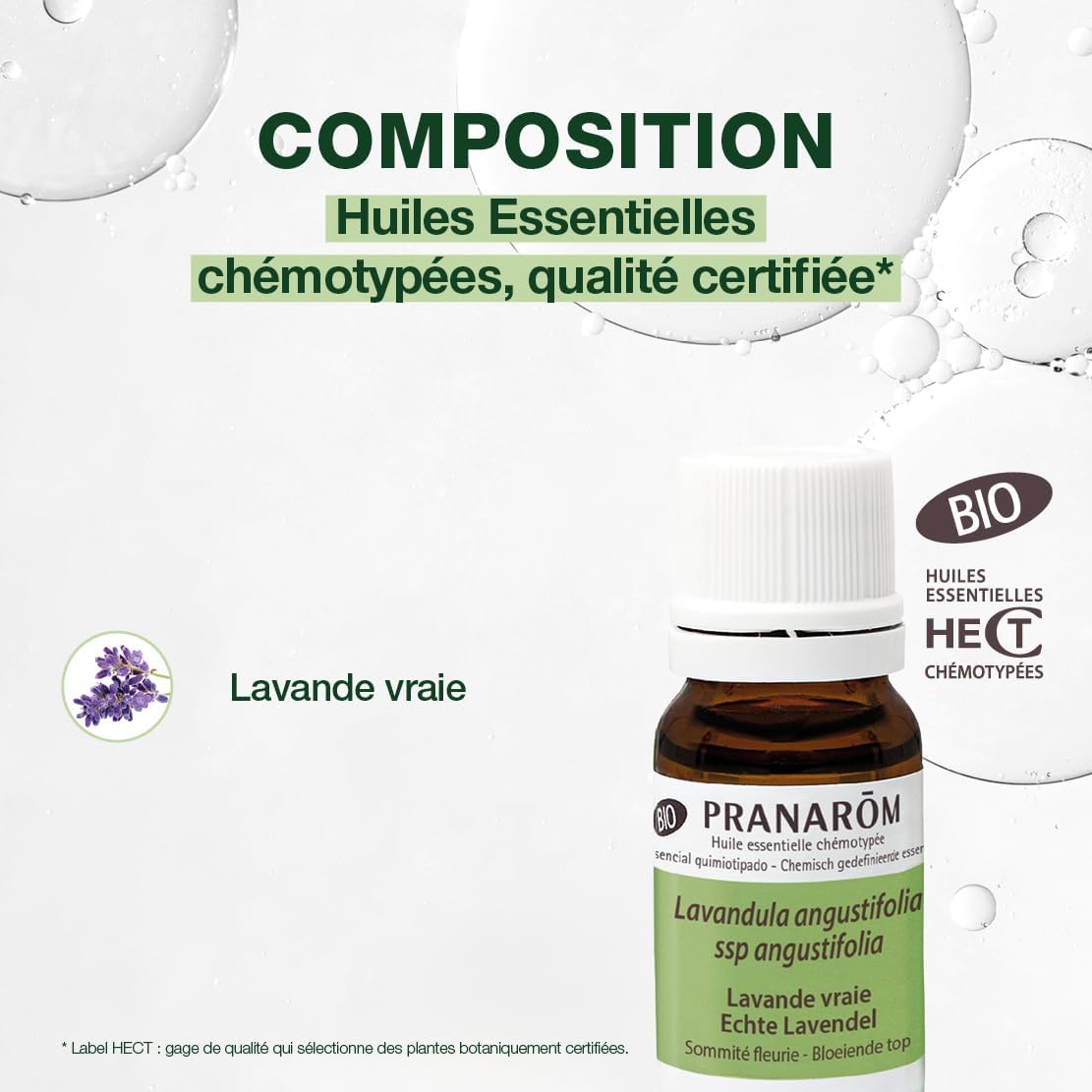 PRANARÔM - Lavande Vraie Bio - Huile Essentielle Chémotypée - Sommeil & Équilibre Émotionnel - 100 % Pure Et Naturelle - HECT - 10 ml