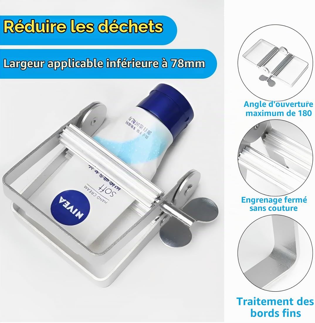 Presse Tube Dentifrice Tube Squeezer, Vide-tube de dentifrice, Tube Squeezer Roller, Distributeur de dentifrice, Lazy Dentifrice, Tube en métal Wringer pour dentifrice, Peintures, Cosmétiques