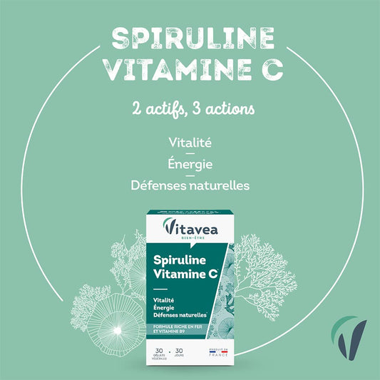 Vitavea Bien-être - Spiruline Vitamine C Fer & B9 Vitalité - 45 jours