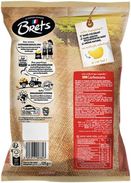 PATATAS FRITAS BRETS onduladas Carbonara 125 G LOTE DE 4