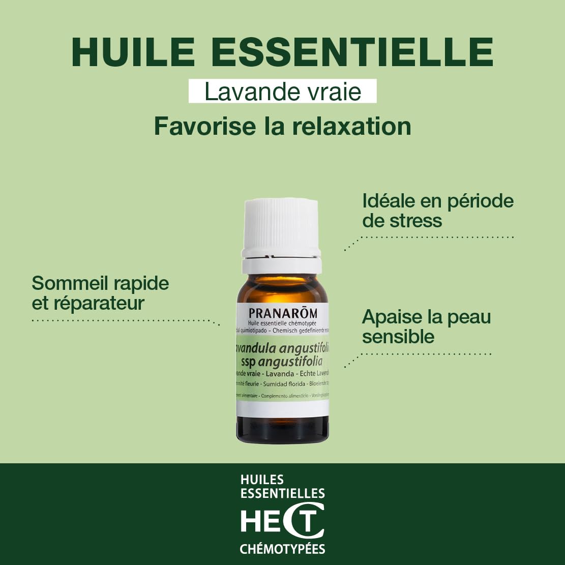 PRANARÔM - Lavande Vraie Bio - Huile Essentielle Chémotypée - Sommeil & Équilibre Émotionnel - 100 % Pure Et Naturelle - HECT - 10 ml