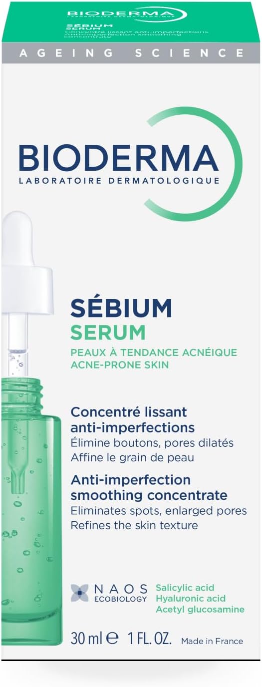BIODERMA Sébium Sérum – Action anti-imperfections contre les boutons, les pores dilatés et les ridules – Peaux adultes à tendance acnéique – Prescrit par des dermatologues – Pipette 30 ml
