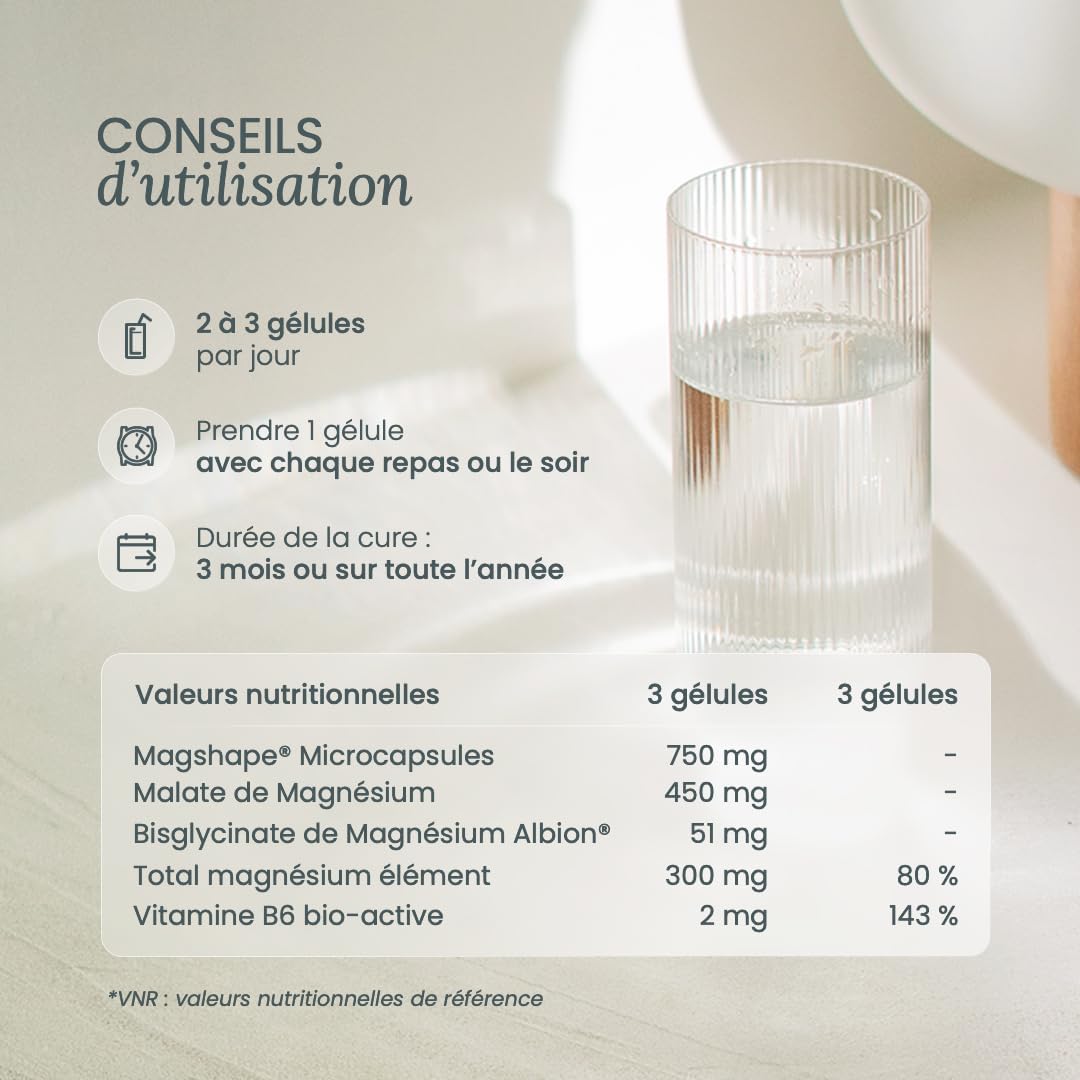 NUTRI&CO Magnésium Bisglycinate Malate & Liposome vitamine B6 | 120 Gélules