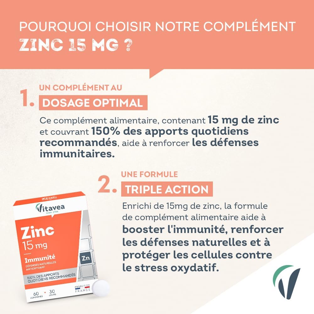 Vitavea Bien-être - Zinc - Defensas Naturales y Antioxidante - 30 días