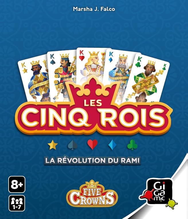 GIGAMIC - Les Cinq Rois - Jeux de société - Jeux de Cartes dès 8 ans - Jeu d'ambiance pour enfant, famille et amis - 1 à 7 joueurs - Variante de Rami - 45 Min - Jeu en Français - JSBRO
