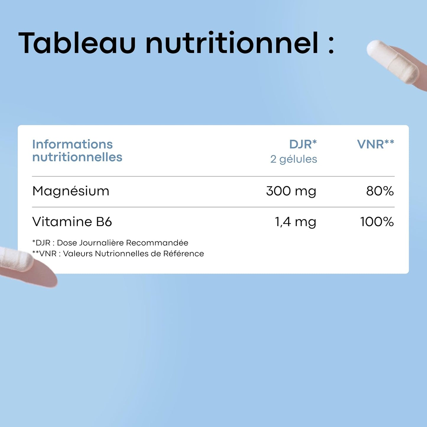 Magnesium Bisglycinate 240mg + Vitamine B6, 60 Gélules Végétales - 1 Mois
