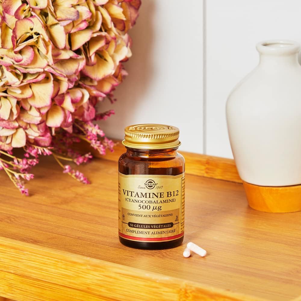 Solgar Vitamine B12 (Cyanocobalamine) 500 µg - Vitalité et énergie - Contribue à réduire la fatigue - Vegan - Vitamines - Complément Alimentaire - Flacon de 50 gélules végétales