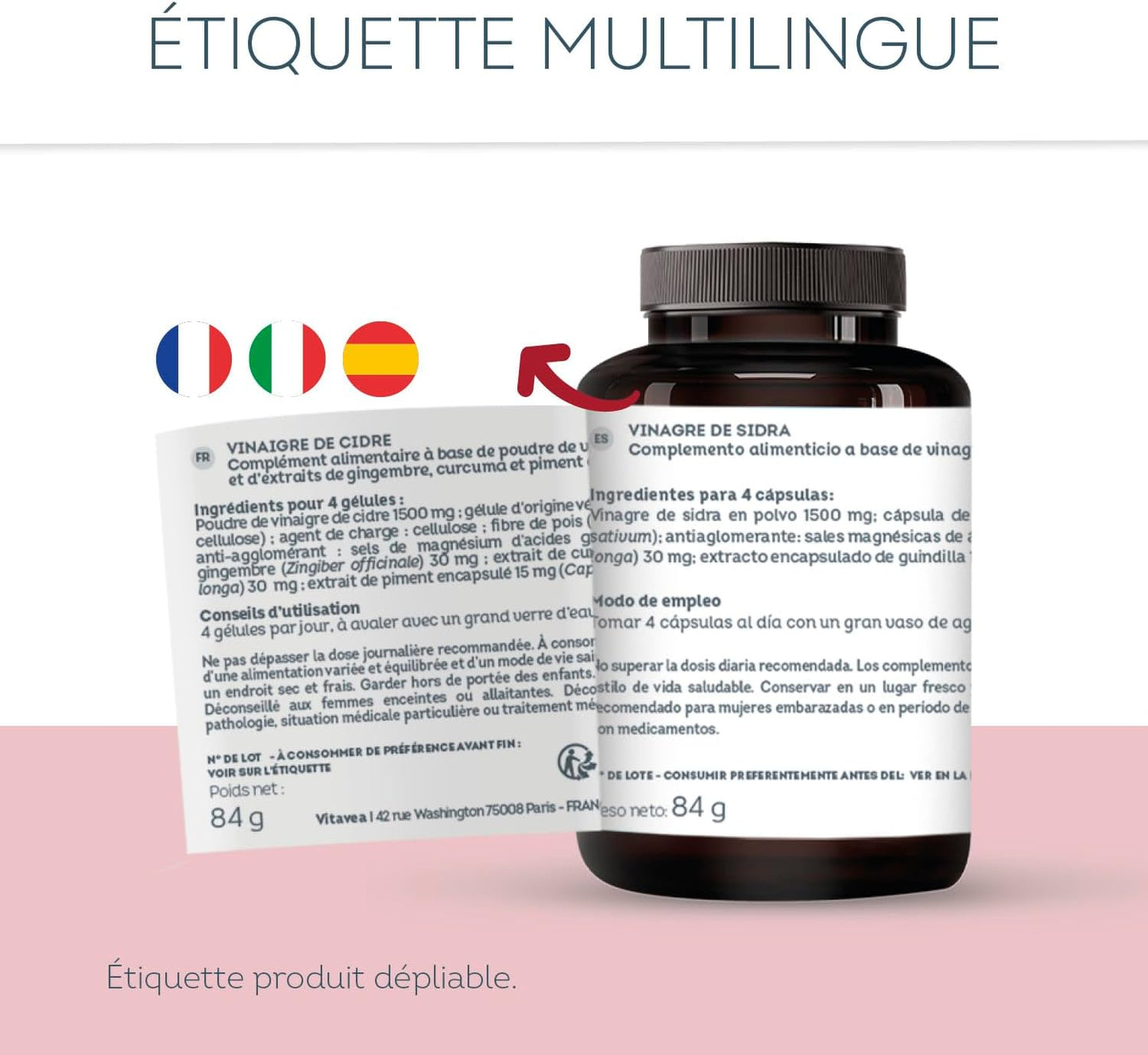 Vitavea Vinaigre de Cidre Gélules 1500 mg avec la Mère - Digestion & Métabolisme