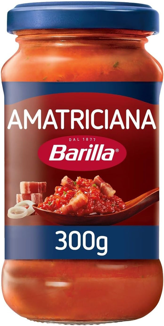 BARILLA Sauce Authentique Amatriciana pour Pâtes Savoureuses, Texture Lisse (Bocal 300 g) – Pack de 4 – Vendu par lot