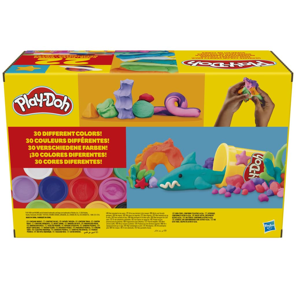 Play-Doh, La fête des Couleurs, Loisirs créatifs avec pâte à Modeler pour Filles et Garçons dès 3 Ans, 24 Pots de 56 g, 6 Couleurs, Idèe Cadeaux pour Anniversaires
