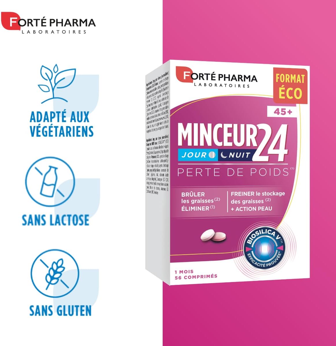 Forté Pharma Perte de poids jour et nuit Minceur 24 45+ 56 comprimés