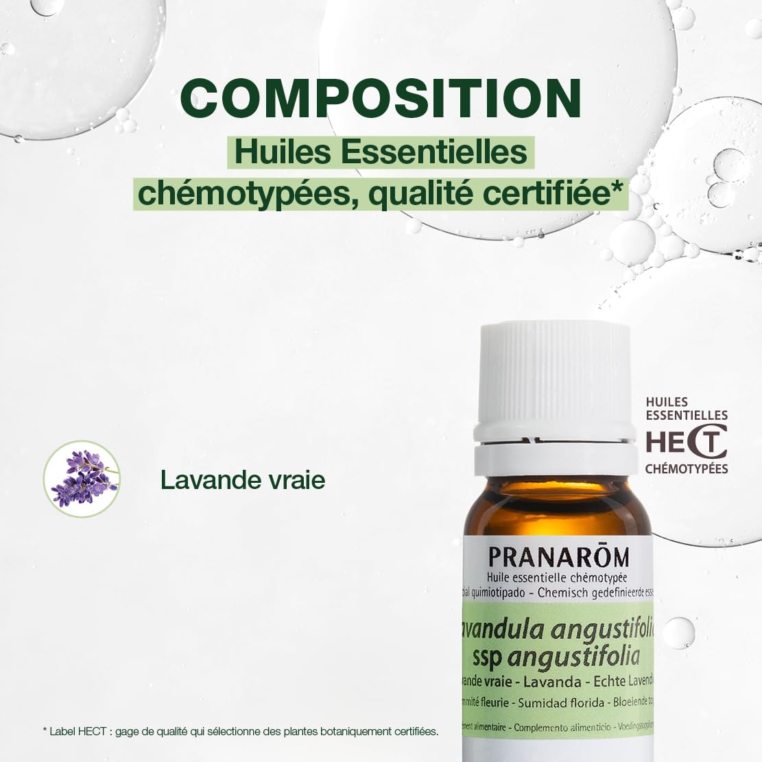 PRANARÔM - Lavande Vraie Bio - Huile Essentielle Chémotypée - Sommeil & Équilibre Émotionnel - 100 % Pure Et Naturelle - HECT - 10 ml