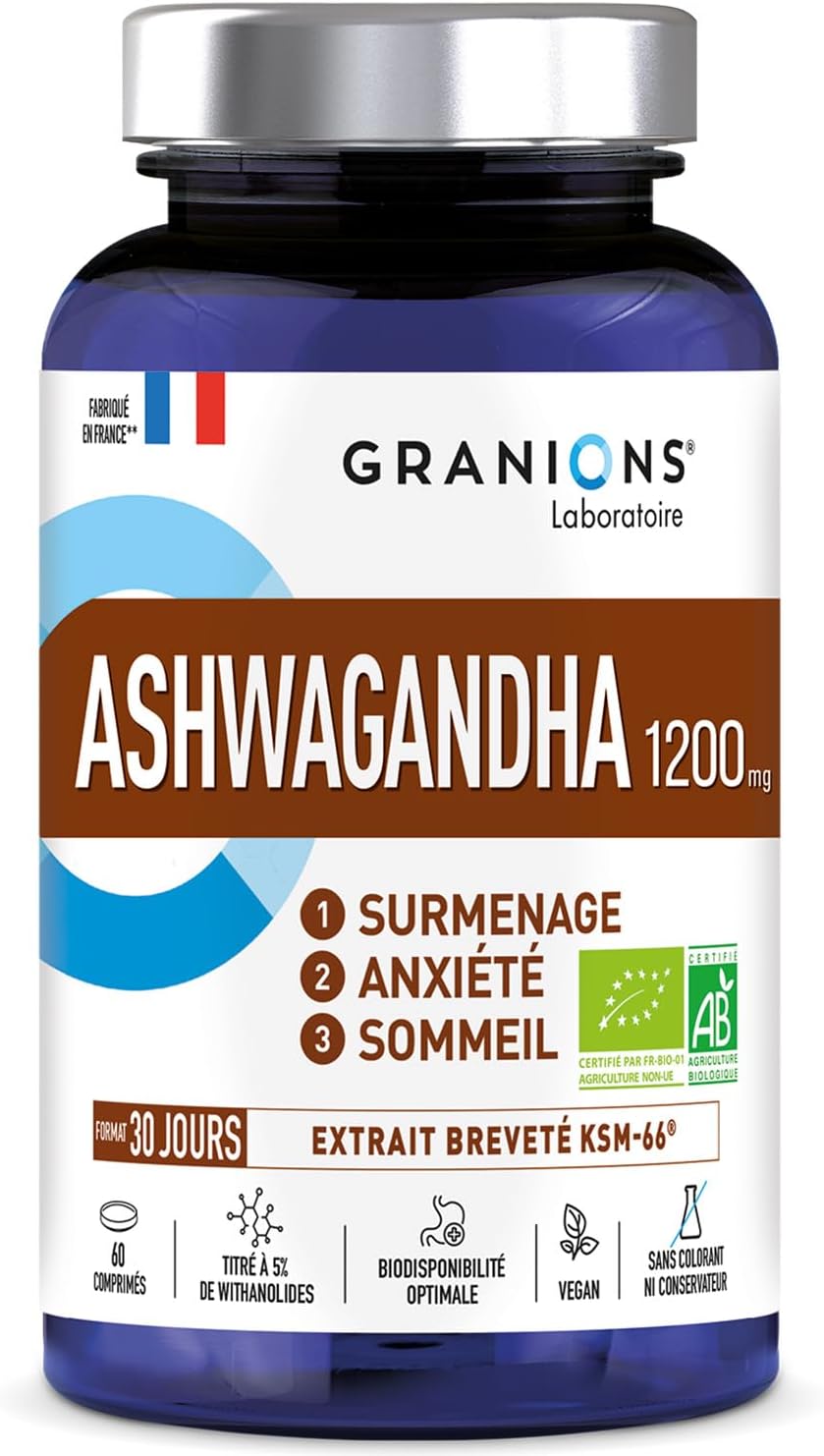 Cortisol - Ashwagandha Bio Granions - Anti Stress - KSM-66-60 Comprimes