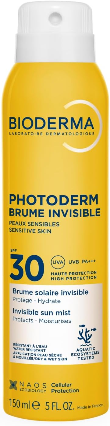 BIODERMA Photoderm Brume invisible SPF30 Brume solaire spray très haute protection UVA/UVB - Peaux sensibles - Protège du stress oxydatif, riche en Vitamine E - Aérosol 150 ml