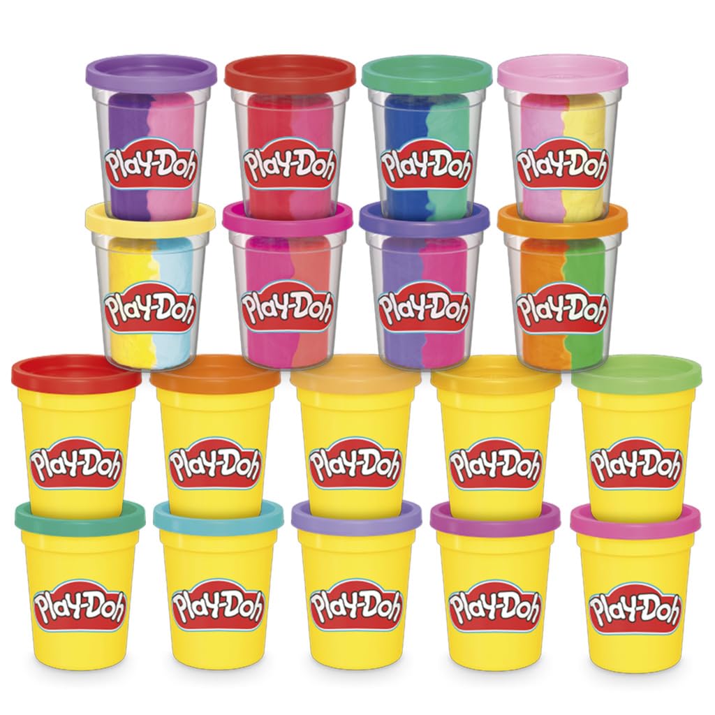 Play-Doh, La fête des Couleurs, Loisirs créatifs avec pâte à Modeler pour Filles et Garçons dès 3 Ans, 24 Pots de 56 g, 6 Couleurs, Idèe Cadeaux pour Anniversaires