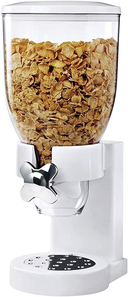 Distributeur de Stockage Distributeur de céréales, pâte à Bonbons, Fruits secs avec Roulette, récipient de 500 g et Distributeur intérieur (Blanc)