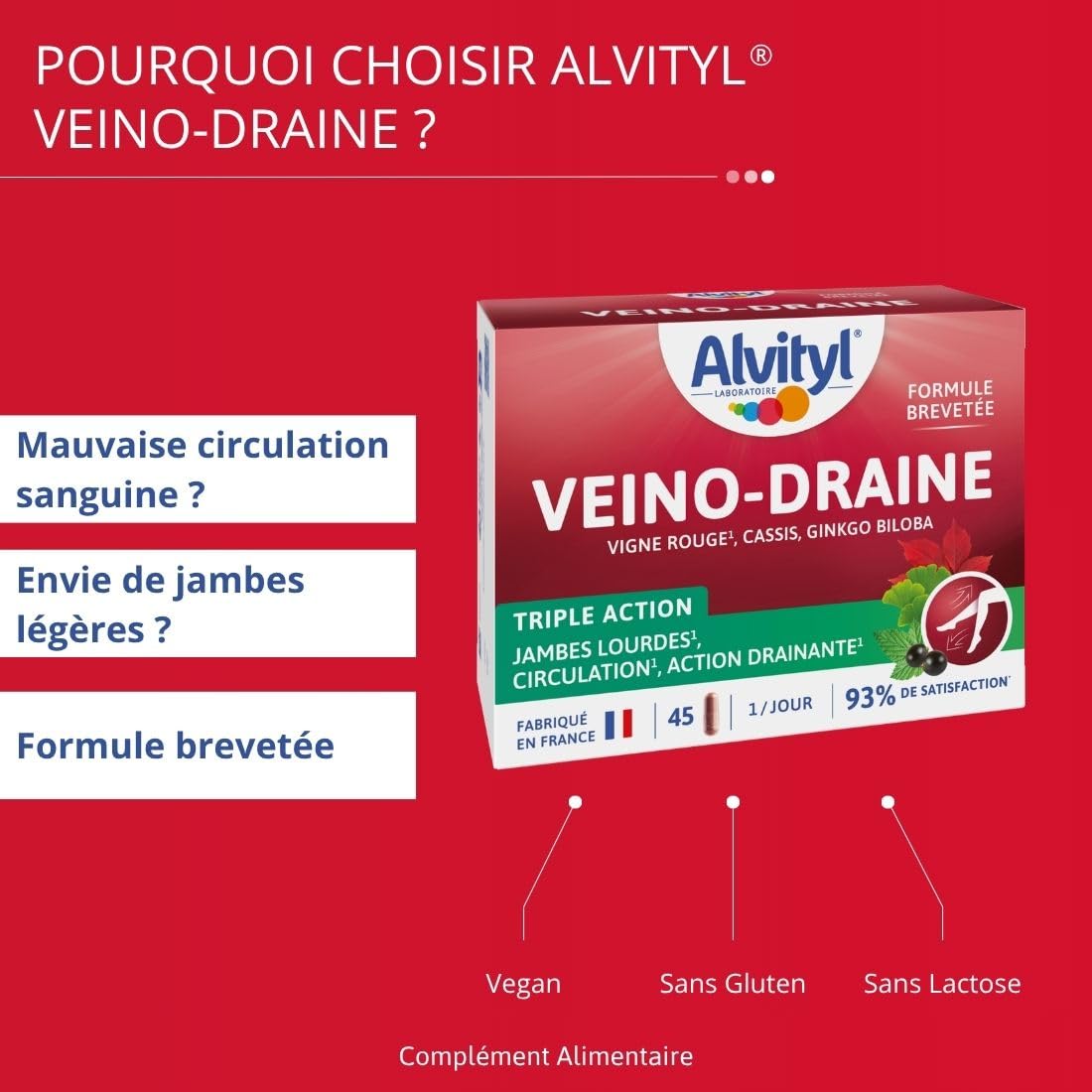 Alvityl Veino-Draine Action Drainante Confort Circulatoire - 30 gélules