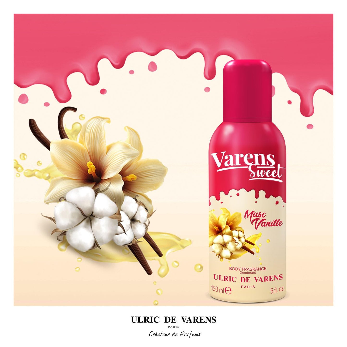 ULRIC DE VARENS - Body Fragrance Varens Sweet- Parfum & Déodorant Femme 2-en-1 - Vaporisateur - Spray - Lot de 2 x 150 ml