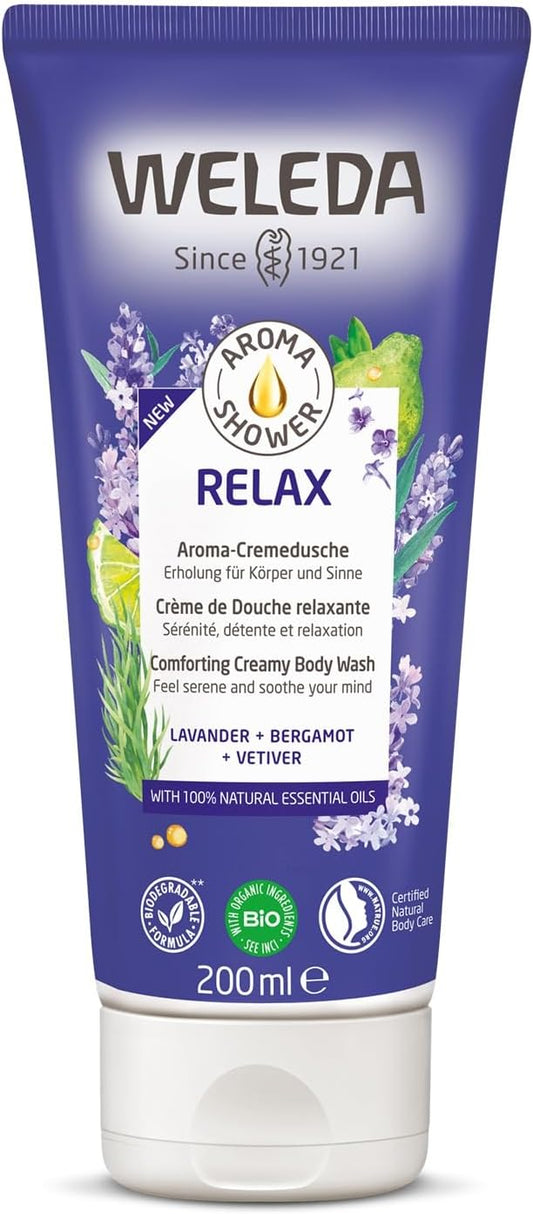 WELEDA – Gel Douche Relaxant à la Lavande Bio, Bergamote et Vétiver, Texture Douce (Tube de 200 ml) – Pack de 3 – Vendu par pack