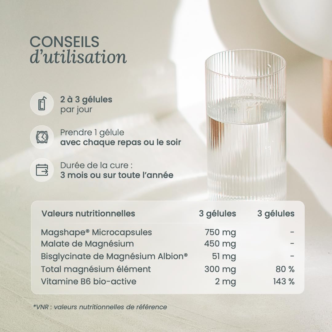 NUTRI&CO Magnésium Bisglycinate Malate & Liposome vitamine B6 | 120 Gélules