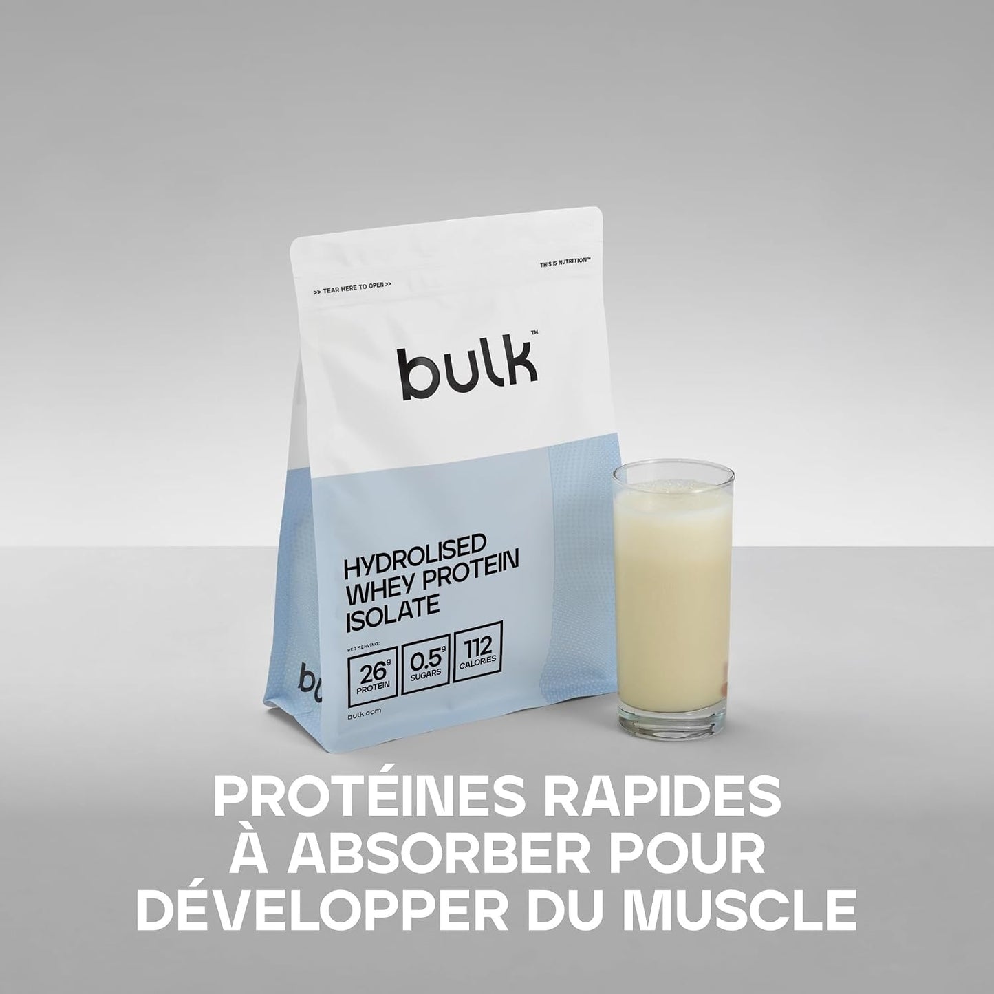 Bulk Isolat de Whey Protéine Hydrolysé, Chocolat, 500 g