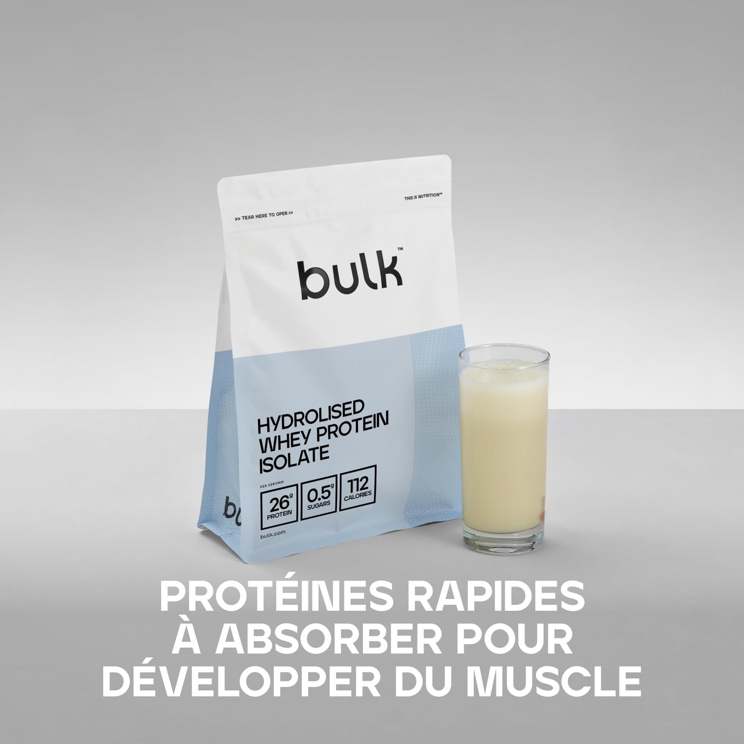 Bulk Isolat de Whey Protéine Hydrolysé, Chocolat, 500 g